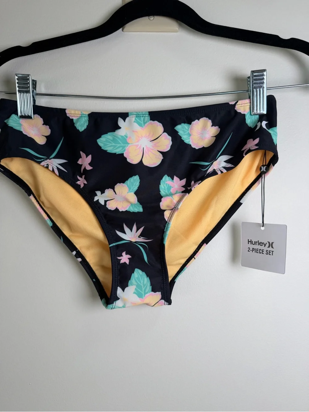 Hurley Girls 2-Piece Floral Tankin Set Black Multi UPF 50+ Size 14